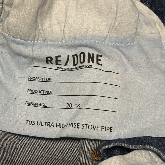 Re/Done Comfort Stretch 70’s Ultra High Rise Stove Pipe sz 25 - Picture 5 of 8